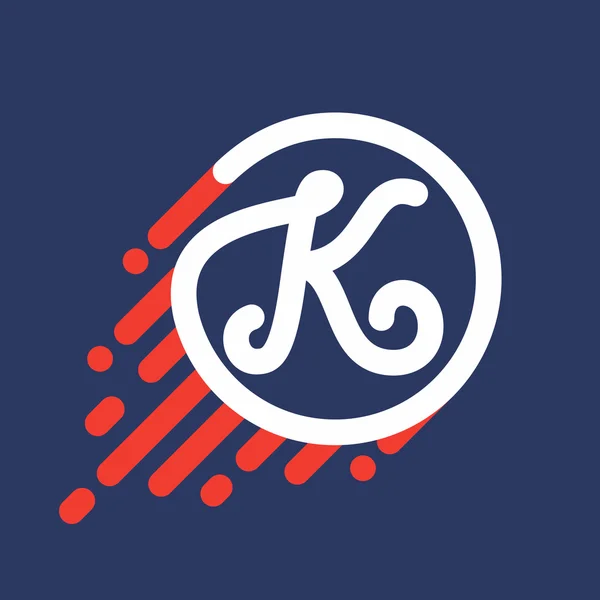 K logo lettera in cerchio con linea di velocità . — Vettoriale Stock