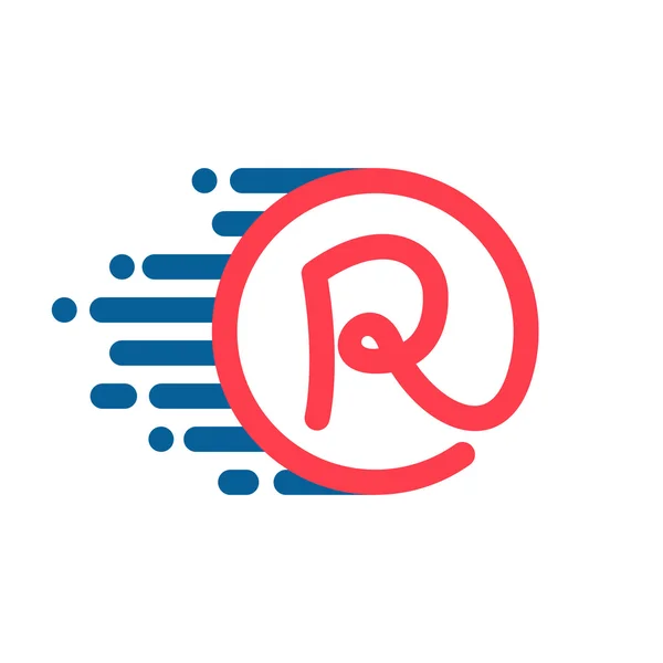 R-logo van de brief in cirkel met snelheid lijn. — Stockvector