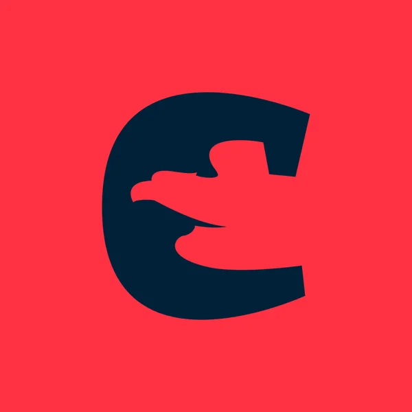 C brief logo met negatieve ruimte van de adelaar. — Stockvector