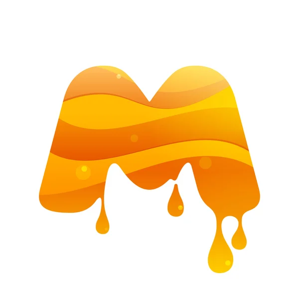 M-brev logotypen. Honung stil. — Stock vektor