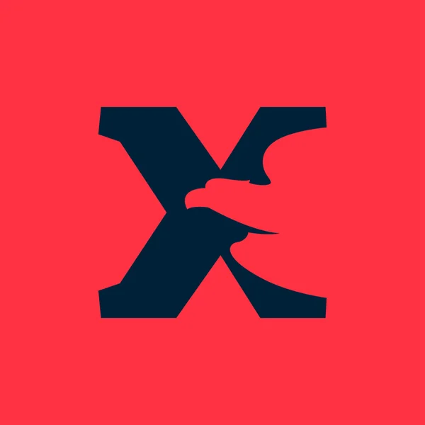 X lettera logo con aquila spazio negativo . — Vettoriale Stock