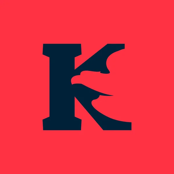 K Buchstabe Logo mit Adler negativen Raum. — Stockvektor