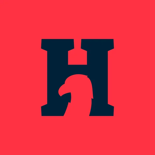 H logotipo carta com águia espaço negativo . — Vetor de Stock