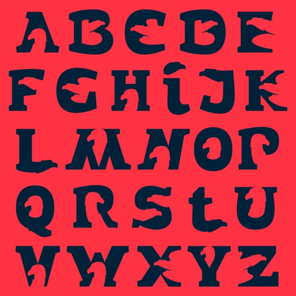 Letras alfabéticas com espaço negativo de águia . — Vetor de Stock