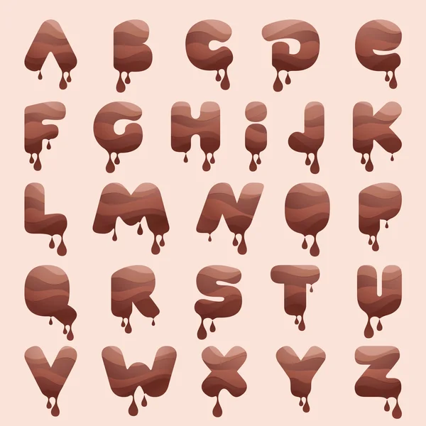 Lettres alphabet style chocolat . — Image vectorielle