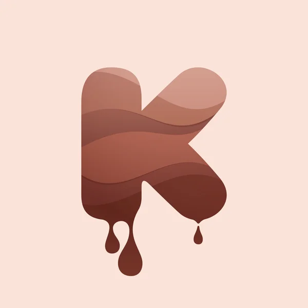 K brief logo. Chocolade stijl. — Stockvector