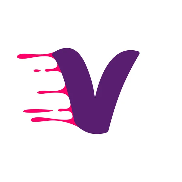 Logotipo de letra V con líneas de velocidad o sangre . — Vector de stock