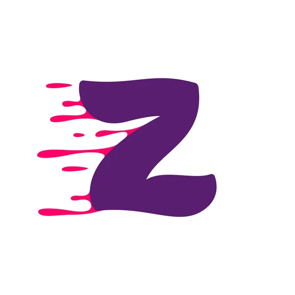 Z brief logo met snelheid of bloed lijnen. — Stockvector