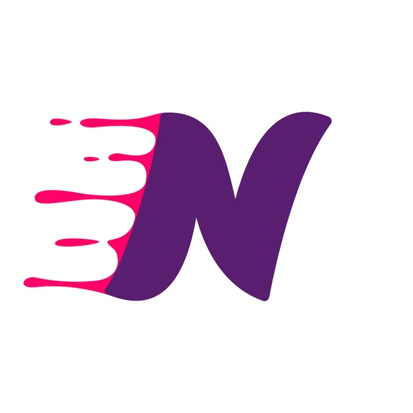 Логотип буквы N со скоростью или линиями крови . — стоковый вектор