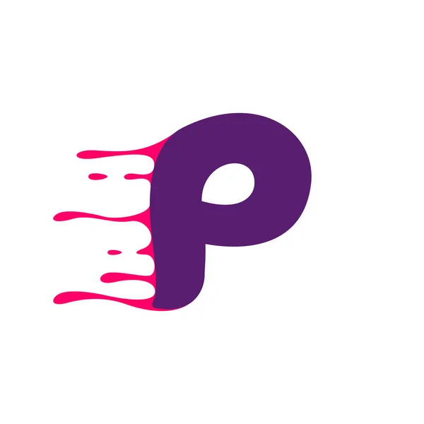Logotipo de letra P con líneas de velocidad o sangre . — Vector de stock