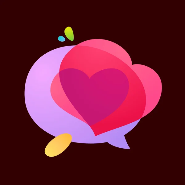 Tekstballon met harten volume logo. — Stockvector