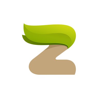 Z harfi logo yeşil yaprakları ile.