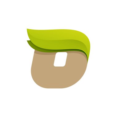O mektup logo yeşil yaprakları ile.