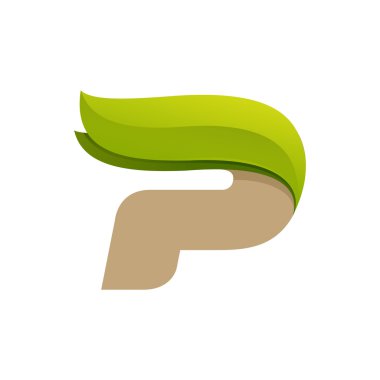 Logo yeşil yaprakları ile P harfi.