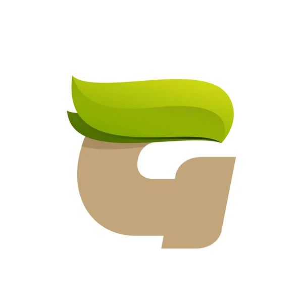G list logo z zielonych liści. — Wektor stockowy