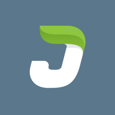 J harfi logosu ile yaprak yeşil.