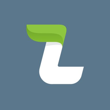 L harfi logosu ile yaprak yeşil.