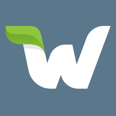 W harfi logosu ile yaprak yeşil.