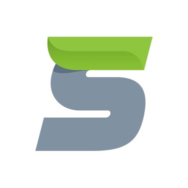 S harfi logosu ile yaprak yeşil.