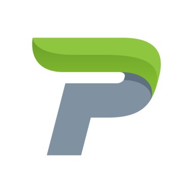 P letter logo with green leaf. clipart