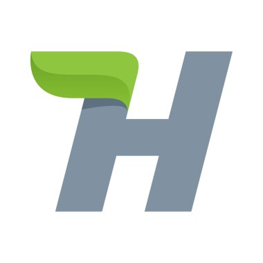 H harfi logosu ile yaprak yeşil.