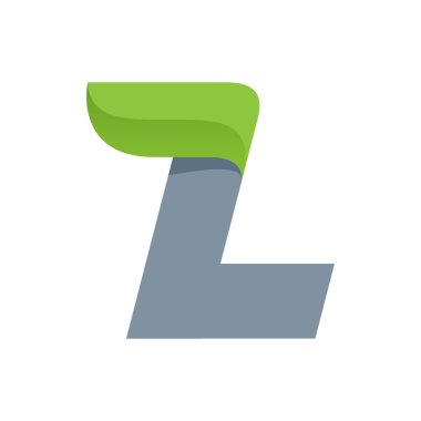 L harfi logosu ile yaprak yeşil.