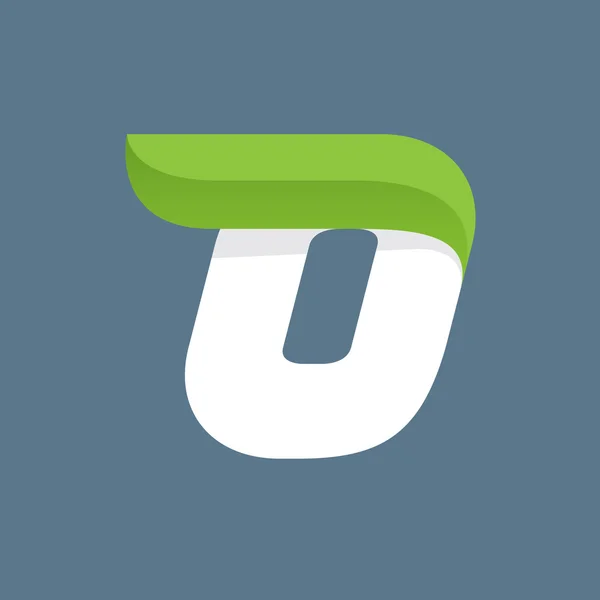 O Buchstabe Logo mit grünem Blatt. — Stockvektor