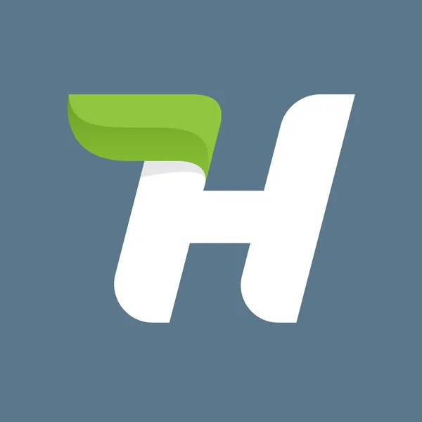 H list logo z zielonych liści. — Wektor stockowy