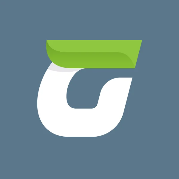 Logotipo da letra G com folha verde . — Vetor de Stock