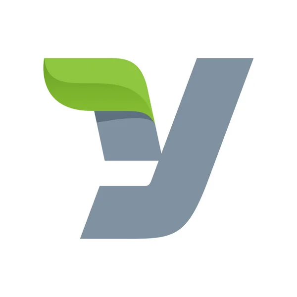 Logotipo de letra Y com folha verde . —  Vetores de Stock