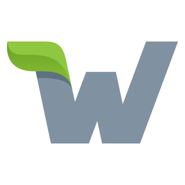 Logo lettre W avec feuille verte . — Image vectorielle