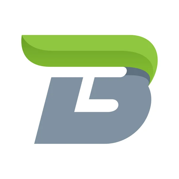 B brief logo met groen blad. — Stockvector