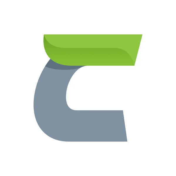 C brev logotyp med grönt blad. — Stock vektor