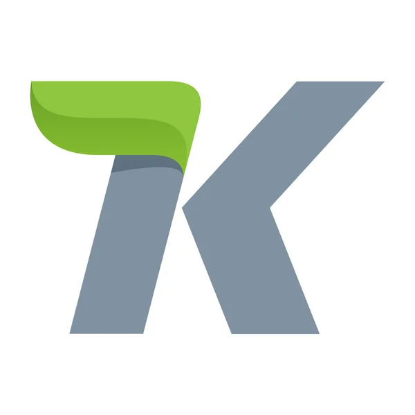 K logo de la letra con hoja verde . — Vector de stock