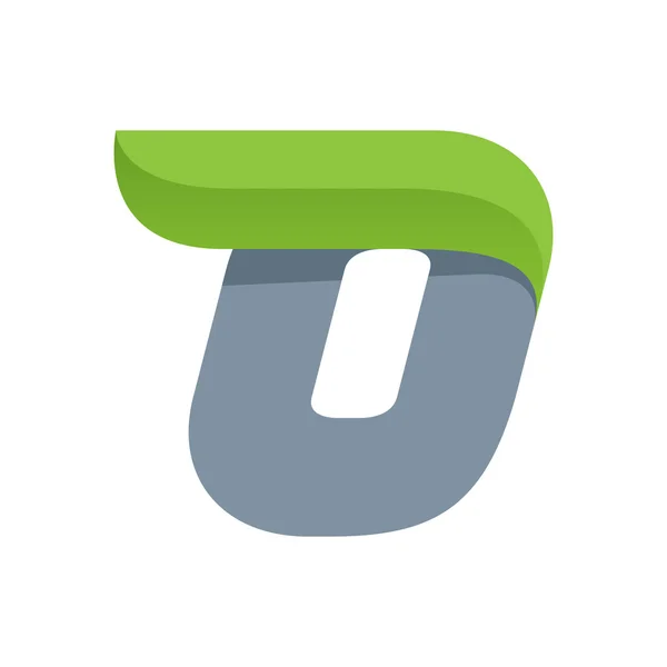 O brev logotyp med grönt blad. — Stock vektor