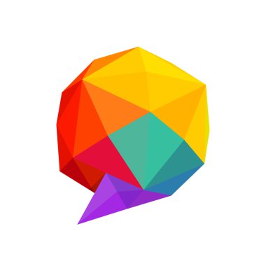 Düşük Poli küre konuşma balonu logosu.
