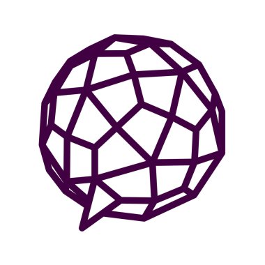 Düşük Poli satır küre konuşma balonu logosu.