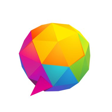 Düşük Poli küre konuşma balonu logosu.
