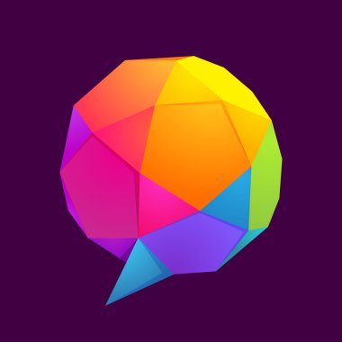 Düşük Poli küre konuşma balonu logosu.