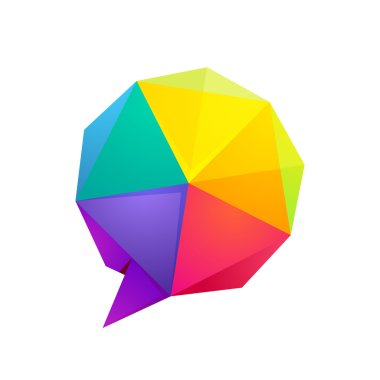 Düşük Poli küre konuşma balonu logosu.