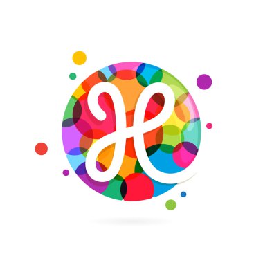 H harfi logo daire gökkuşağı noktalı.