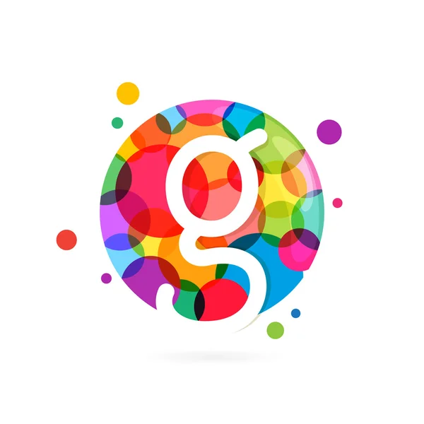 G brief logo in cirkel met rainbow dots. — Stockvector