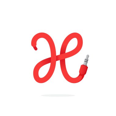 Jack kablo ile oluşan H harfi logosu.