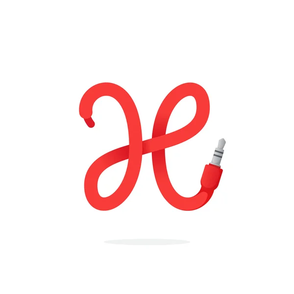 H letter logo formed by jack cable. — Stock Vector