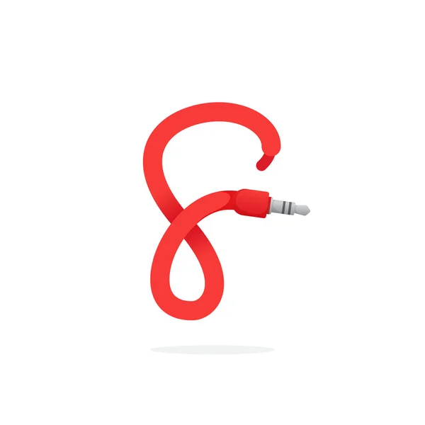 F brief logo gevormd door jack kabel. — Stockvector