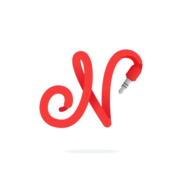 N lettre logo formé par câble jack . — Image vectorielle