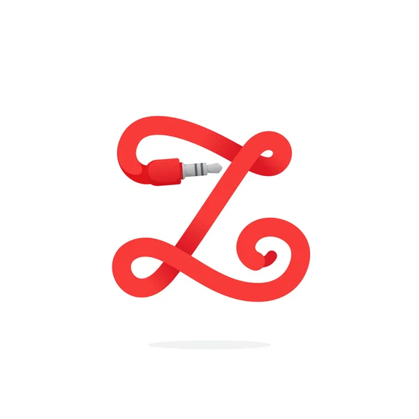 Z brief logo gevormd door jack kabel. — Stockvector