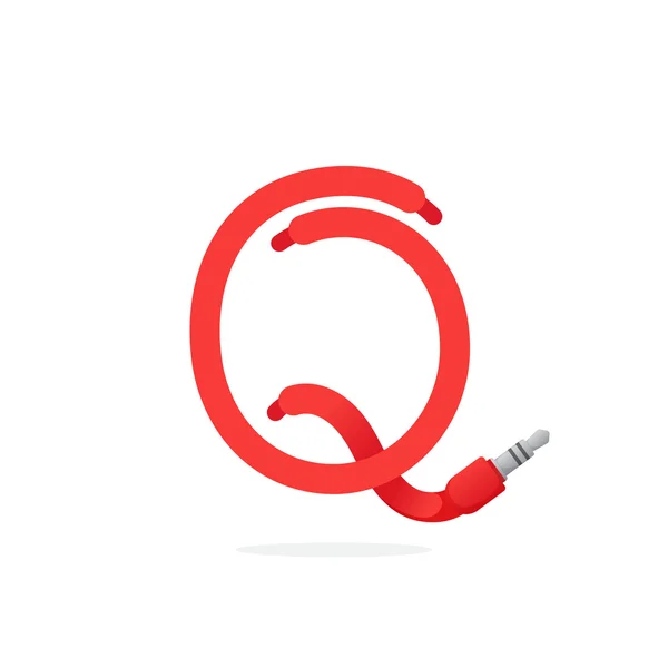 Q 文字ロゴ ジャック ケーブルによって形成されます。. — ストックベクタ