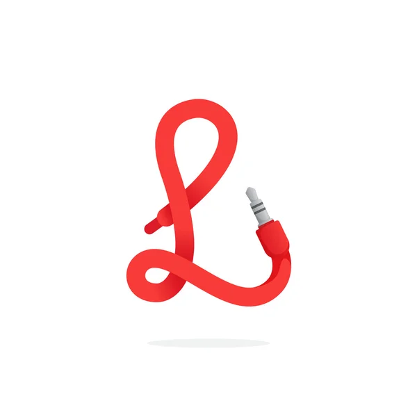 L literă logo-ul format de cablu jack . — Vector de stoc