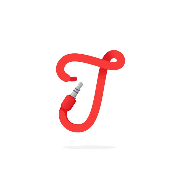 Én levél a logó alkotta jack kábel. — Stock Vector